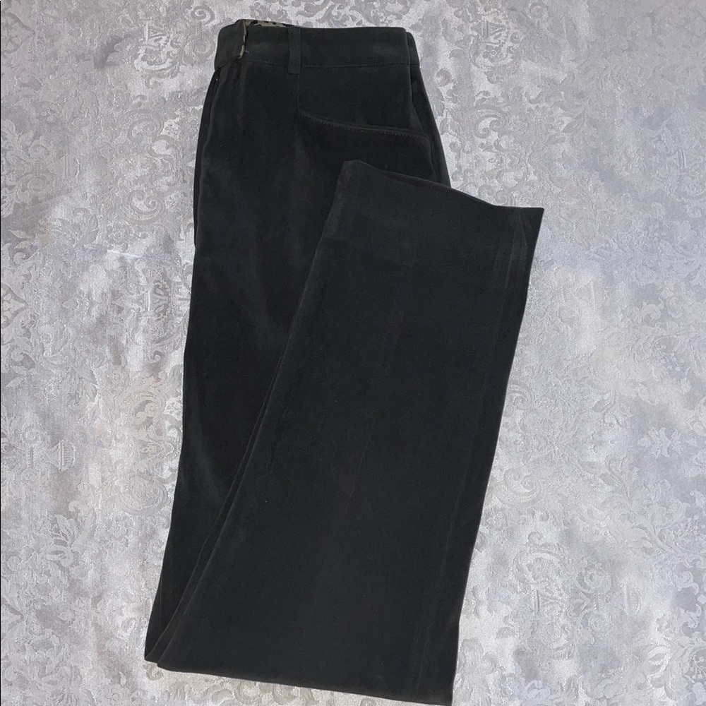 Renfrew Hunter green Satin Pants with Leopard Trim. Size 4. - Picture 3 of 4